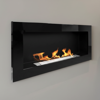 Bioșemineu montat pe perete 900x400 negru lucios - stil și căldură fără fum