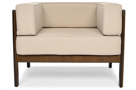 Houten tuinstoel EDEN donkerbruin/beige | comfortabele tuinstoel, modern design, terras en balkon