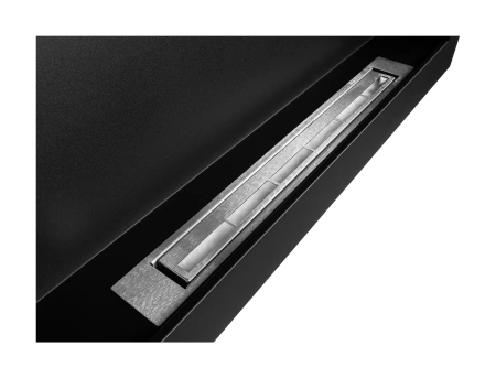 Κρεμαστό βιο-τζάκι BOX 900x400, μαύρο ματ με υφή – ένα μοντέρνο τζάκι χωρίς καμινάδα