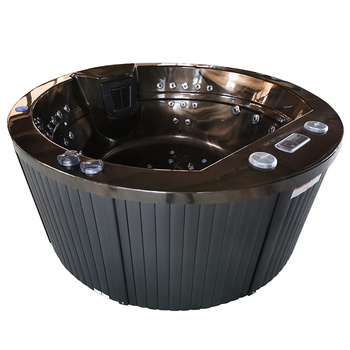 Bain de jardin avec hydromassage DELLA 916 Magma Gold, habillage anthracite 170x170 cm – un SPA unique dans votre jardin