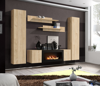 Bio fireplace in built-in furniture Modern fireplace cabinet HJ FY M1