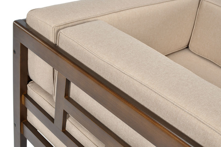 Havestol i træ EDEN mørkebrun/beige | Komfortabel havestol, moderne stil, terrasse og balkon