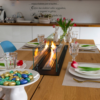 Vstavaný biokrb 100 cm – matná čierna so sklom | Moderná krbová vložka