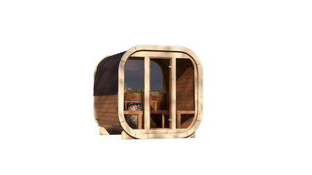 La sauna esterna Eke 220 per 4-6 persone / Fornello elettrico o a legna Harvia / Abete nordico di alta qualità (legno termico di pino) | Wellness | Relax | SPA | Wellness | Relax | SPA | Stile nordico | Legno termico