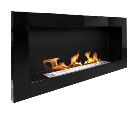 Væghængt biopejs 900x400, sort højglans – stil og varme uden røg