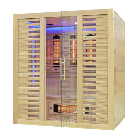 MO-RL4S XL Sauna de infrarrojos con piedra de sal | Wellness | Relax | SPA | Madera Natural | Madera Termotratada