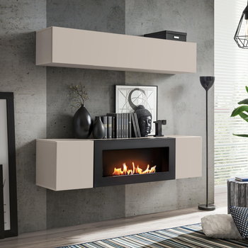 Chimenea moderna de bioetanol con mueble para TV - CC FY N1