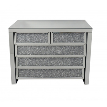 COMMODE EN VERRE MIROIR — MODERNE, MDF + VERRE 90×80×40 cm