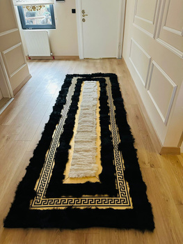 Luxusteppich aus natürlichem Schafs- und Rindsleder - Langflor, Stil Versace