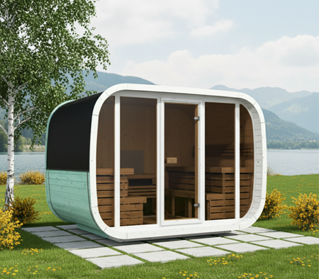 Klaar buitensauna voor 4-6 personen - Nieuwe Rainbow-collectie / Alleen elektrische verwarming / Hoogwaardig Noord-Europees sparrenhout | Wellness | Ontspanning | SPA | Wellness | Ontspanning | SPA | Noord-Europese stijl | Thermisch hout