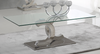 Moderne salontafel van verchroomd staal en gehard glas 130x70x45 cm