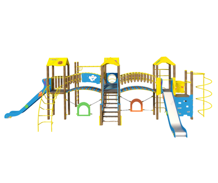 "Комплект за игра "Крепост" - НОВО" T904 - 5 кули, максимално активна игра на детската площадка, трасе с препятствия