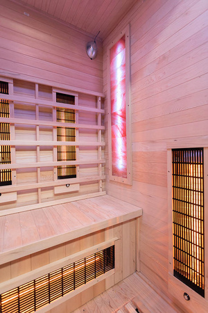 Sauna de infrarrojos con piedras de sal del Himalaya MO-EA2R | Wellness | Relax | SPA | Madera Termotratada | Madera Natural
