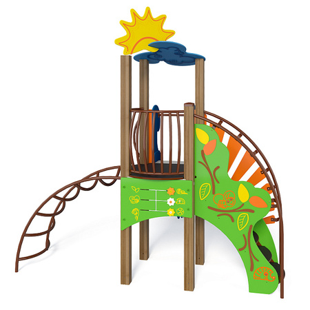 Complesso playground „Steamlet” TE701 – set con torre, scivolo e scala ad arco, per max. 8 bambini, serie Fairytale Forest