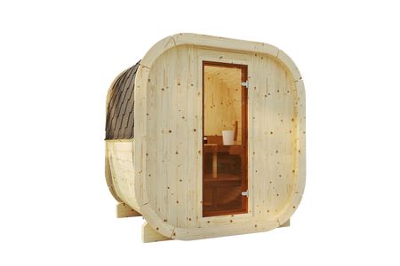 Eke 160 outdoor sauna for 3–4 people with Harvia Vega heater + free cosmetics + sauna accessories | Finnish sauna | thermowood | Thermally treated wood