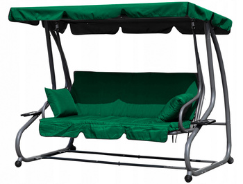 Altalena da giardino pieghevole 3 posti 2in1 cuscini verde MultiGarden