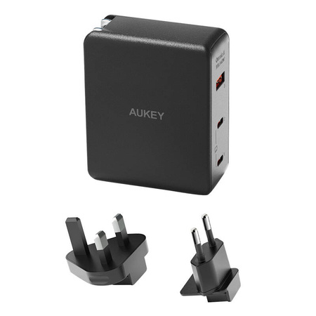 Aukey PA-B7O, 1xUSB-A, 2xUSB-C, 140W GaN hálózati töltő (fekete)