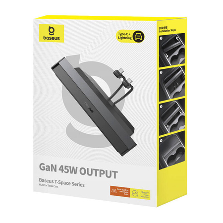 Rozbočovač Baseus T-Space s kabelem USB-C na USB-C pro Teslu (černý)