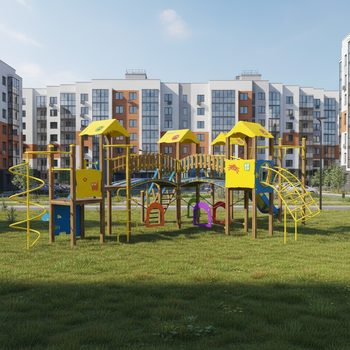 Conjunto de juego «Fortaleza – NOVEDAD» T904 — 5 torres, diversión activa máxima en el parque infantil, circuito de obstáculos