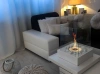 "Sunset Garden" laisvai pastatomas baltos tekstūrinės matinės spalvos bioetanolio židinys - elegantiškas nedūmijantis bioetanolio židinys svetainei ir balkonui