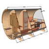 Sudová Sauna 400 Delux (Polmesiac Sklo) Vonkajšia pre 4 osoby / Elektrický Ohrievač alebo Ohrievač na Drevo Harvia 400 / Vysokokvalitný Škandinávsky Smrek (Thermowood)