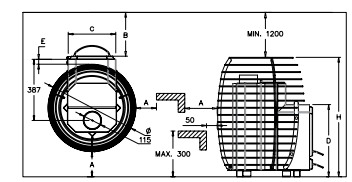HIVE Wood 17 kW - sobă de lemn pentru saună cu 30 kg de pietre și impregnare naturală