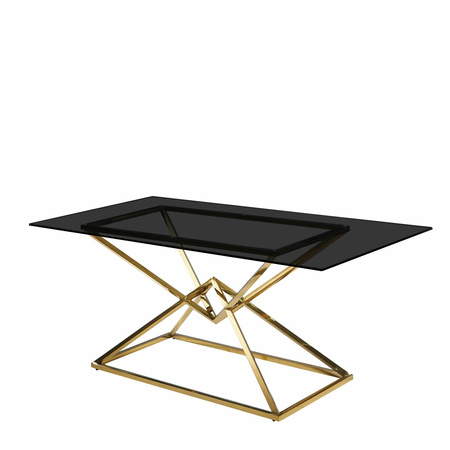 Bord i rustfrit stål i guld med sort bordplade i hærdet glas – moderne design og elegance