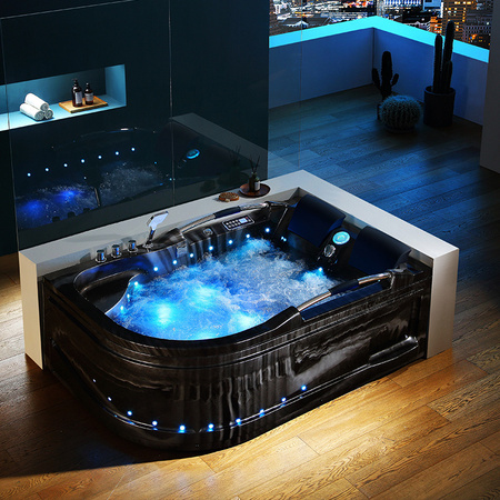 Bad met hydromassage VENEZIA 761 „Zwarte Golf”  Wetten180×120 – luxueuze ontspanning in moderne vorm, linkerzijde