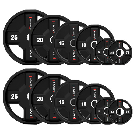 TPC SET OLYMPISCHE POLYURETHAAN PLAAT SET 2 x 2,5 - 25 KG CPU (155 KG) HMS