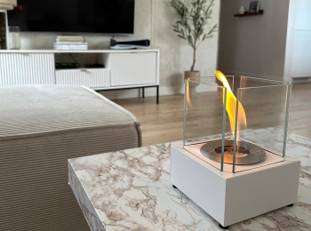 Freistehender Bio-Kamin Smart Weiß strukturiert matt