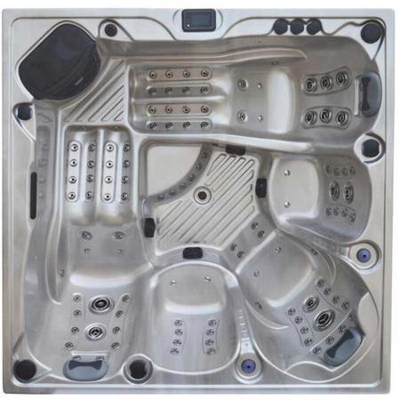 Baie Jacuzzi de grădină SPA340 Cappuccino placare cu lemn natural 220x220 cm - eleganță și relaxare în aer liber