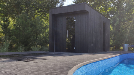 "Musta Black Garden Sauna" 400x200 cm | Wellness | Relax | SPA | Wellness | Relax | SPA | paruošta įrengti | panoraminis stiklas