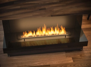 Inside C1000 v1 Biofireplace — built-in fireplace for a recess with LONGFIRE 800 burner, flame control