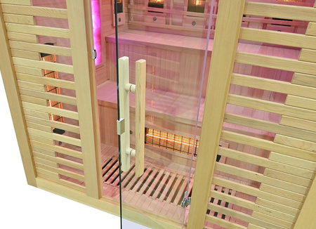 MO-RL4S XL Sauna de infrarrojos con piedra de sal | Wellness | Relax | SPA | Madera Natural | Madera Termotratada