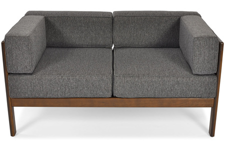 Canapé de jardin EDEN 2 places en bois, marron foncé/beige