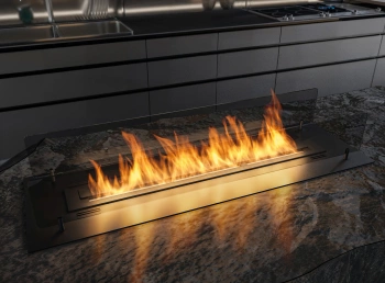 Elegantne bioetanoolikamin INSERT 1000 — sisseehitatav kassett klaasiga, põleti 800 mm (2 l), ilma elektrita