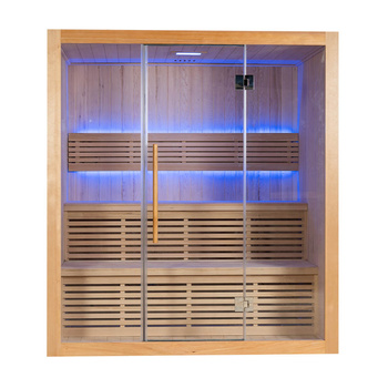 Suchá sauna pro 4 osoby s vařičem HARVIA 6 kW 180 x 140 x 200 cm | Wellness | Relax | SPA | Panoramatické sklo | Pro rodinu a přátele