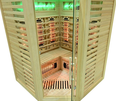 MO-RL3CST Sauna na podczerwień z kamieniem solnym + turmaliny | Wellness | Relax | SPA | Domowe SPA | Panoramiczne Szkło