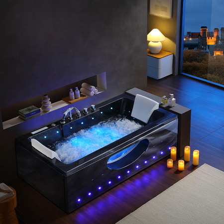 Hydromassage Bathtub IRIS 933B 160×84 – deep relaxation in a modern design, black