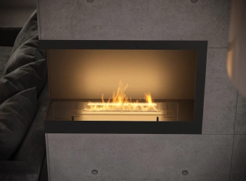 Rohový biokrb Inside L800 v1 - levý, zapuštěný (hořák 500 mm, 1 l), tónované sklo Antisol, černý