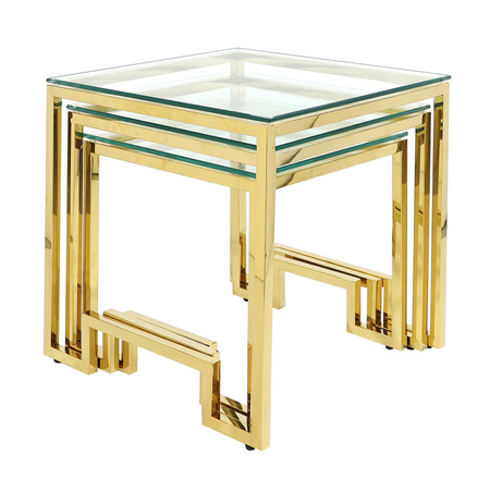 Набір з 3 столів з нержавіючої сталі - елегантність у золотому кольорі