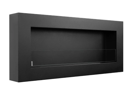 Настінний біокамін зі склом 900x400 Box чорний структурний матовий для вашого комфорту