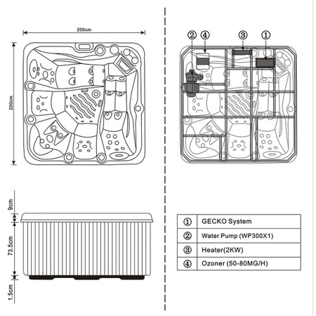 Garden Jacuzzi SPA752 200x200 cm - sprostitev v elegantnem slogu