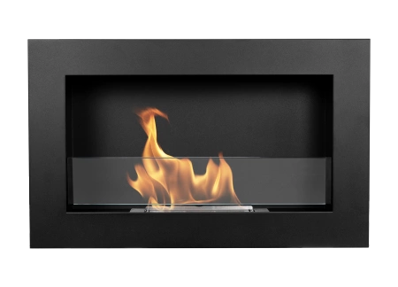 Bioșemineu 650x400 Slim cu sticlă - negru, șemineu modern cu bioetanol