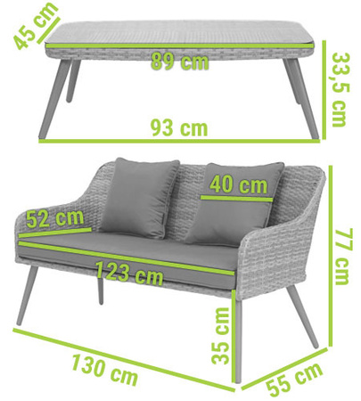 MOKKA technorattan mobilier de grădină | mobilier de grădină technorattan, set terasă, grădină de agrement