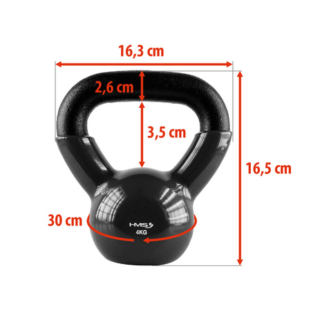 Mαύρο Kettlebell Χυτοσίδηρο με επικάλυψη βινυλίου HMS