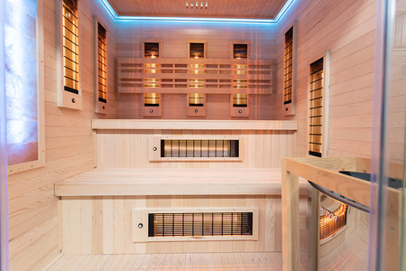 MO-EA4R-M COMBO Sauna infravermelha/finlandesa com aquecedor HARVIA 8 kW e pedra de sal