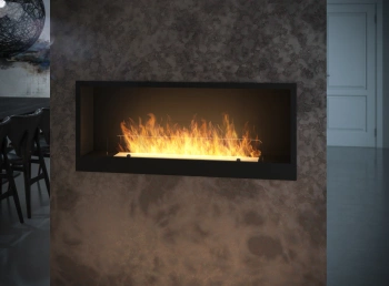 Modern built-in bioethanol fireplace Inside 1200 – black, Antisol glass