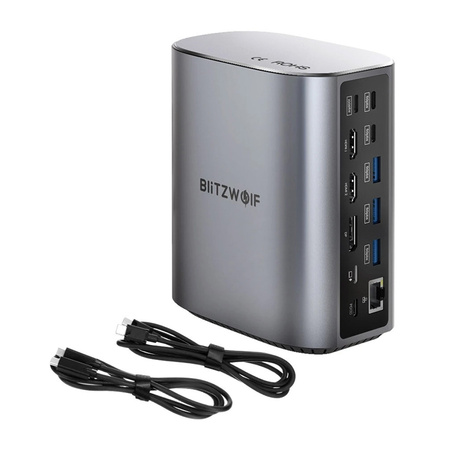 17en1 Estación de acoplamiento Blitzwolf BW-TH15 2xHD+DP+4xC+3xUSB 3.0+USB 3.1+C 3.2+C PD+RJ45+micro SD+SD+3,5mm Audio