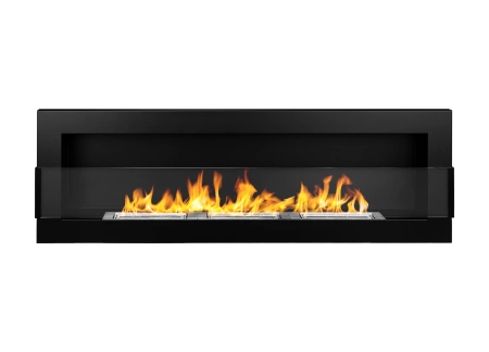 Væghængt biopejs med glas 1200 x 400 – elegant sort mat til dit hjem